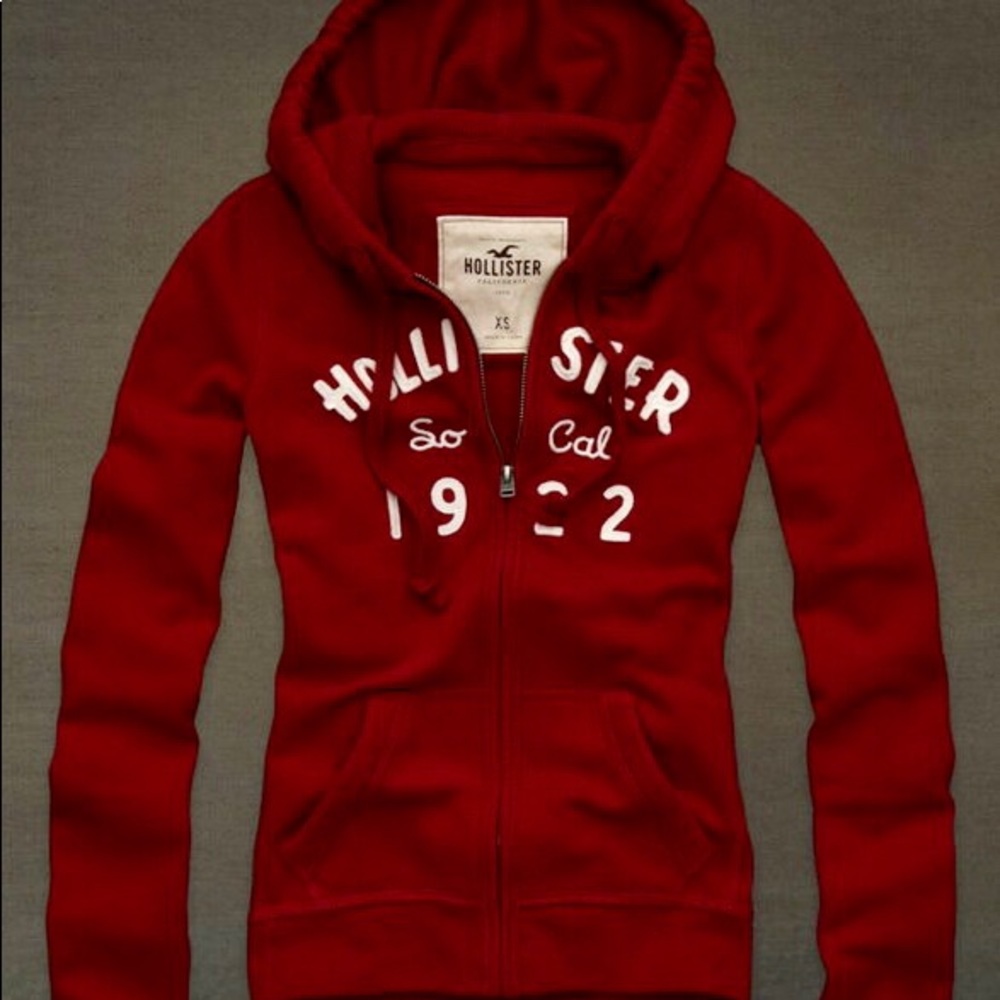 Red Hollister Zip Hoodie